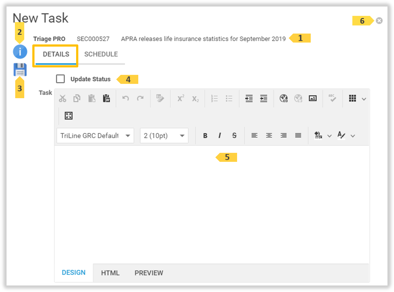 The 'New Task Details' tab